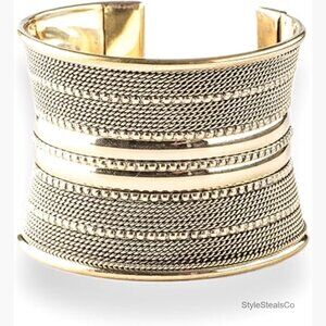 Handmade Brass Cuff Bracelet Adjustable Fit Statement Jewelry